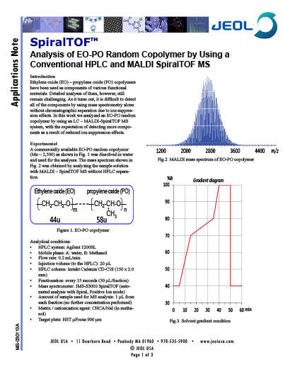 Analysis of EO-PO Random Copolymer by Using a Conventional HPLC and MALDI SpiralTOF MS